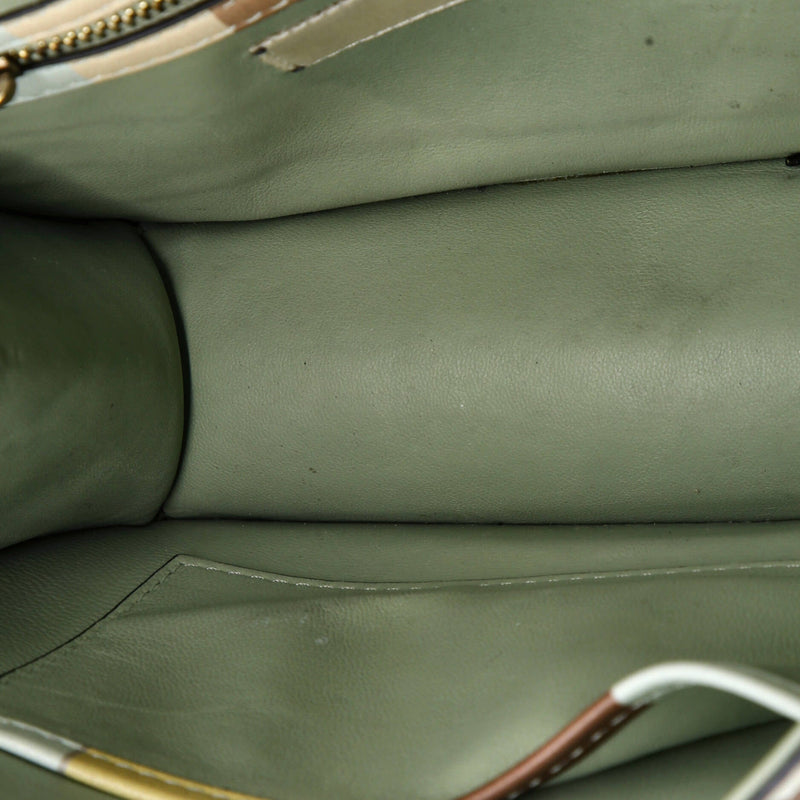 Glam Lock Shoulder Bag Striped Leather