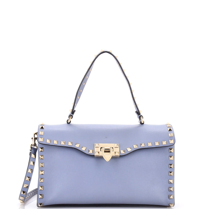 Rockstud Flip Lock Top Handle Bag