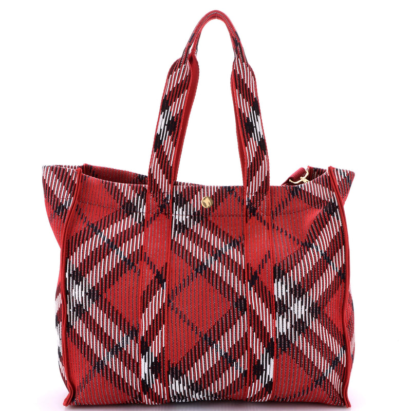 Shopper Tote Knit Check Jacquard Medium