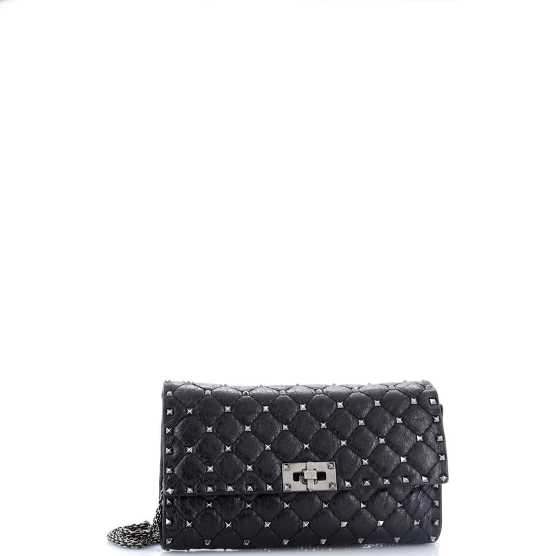 Rockstud Spike Wallet On Chain Quilted