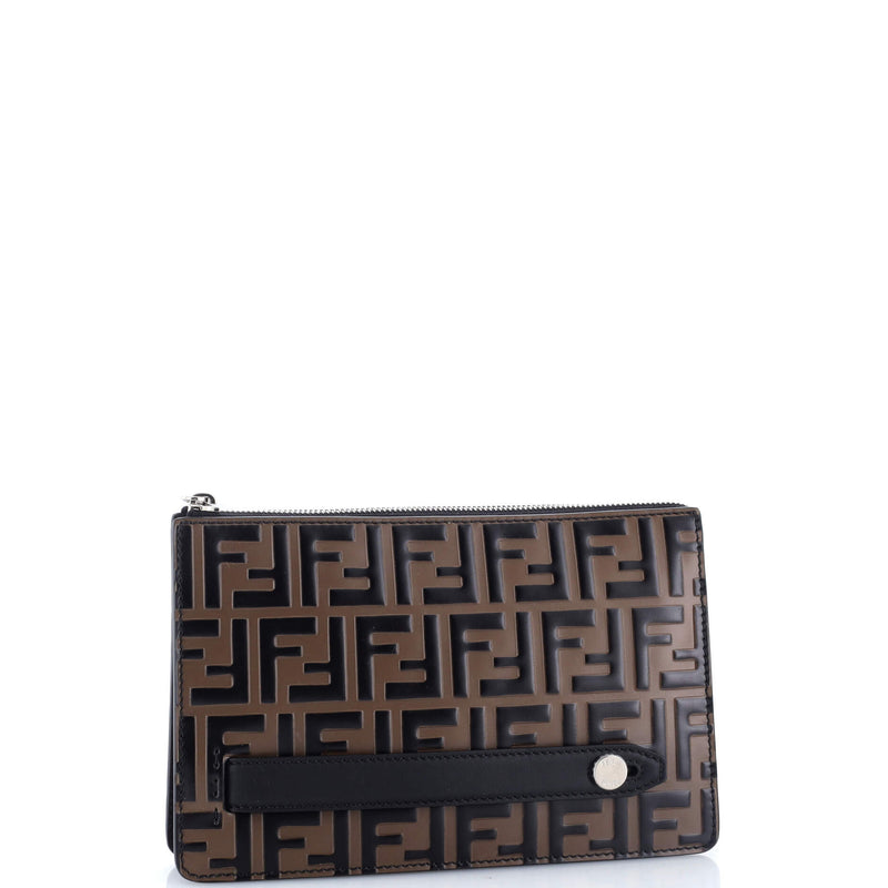 Handle Clutch Zucca Embossed Leather
