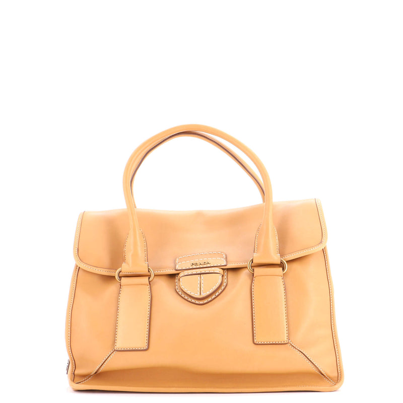 Pushlock Flap Tote Leather Large