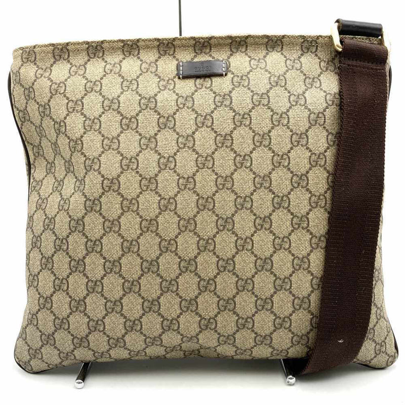 Zip Top Messenger Bag Gg Coated Canvas
