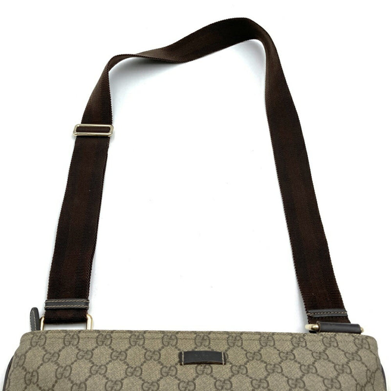 Zip Top Messenger Bag Gg Coated Canvas