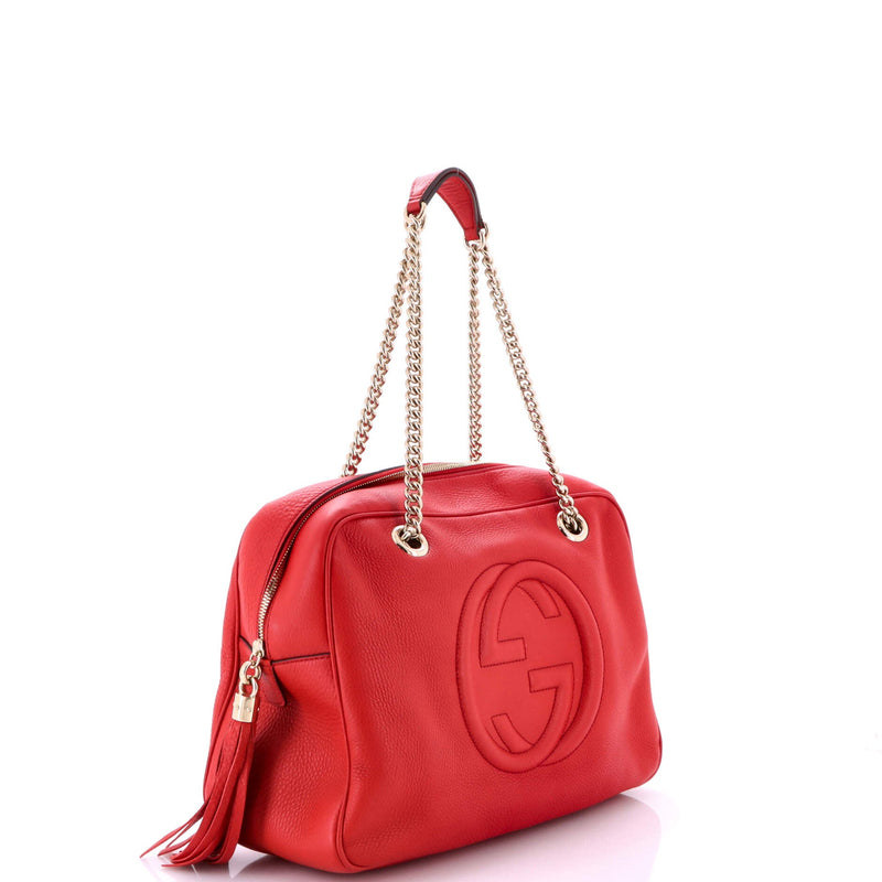 Soho Chain Zip Shoulder Bag Leather