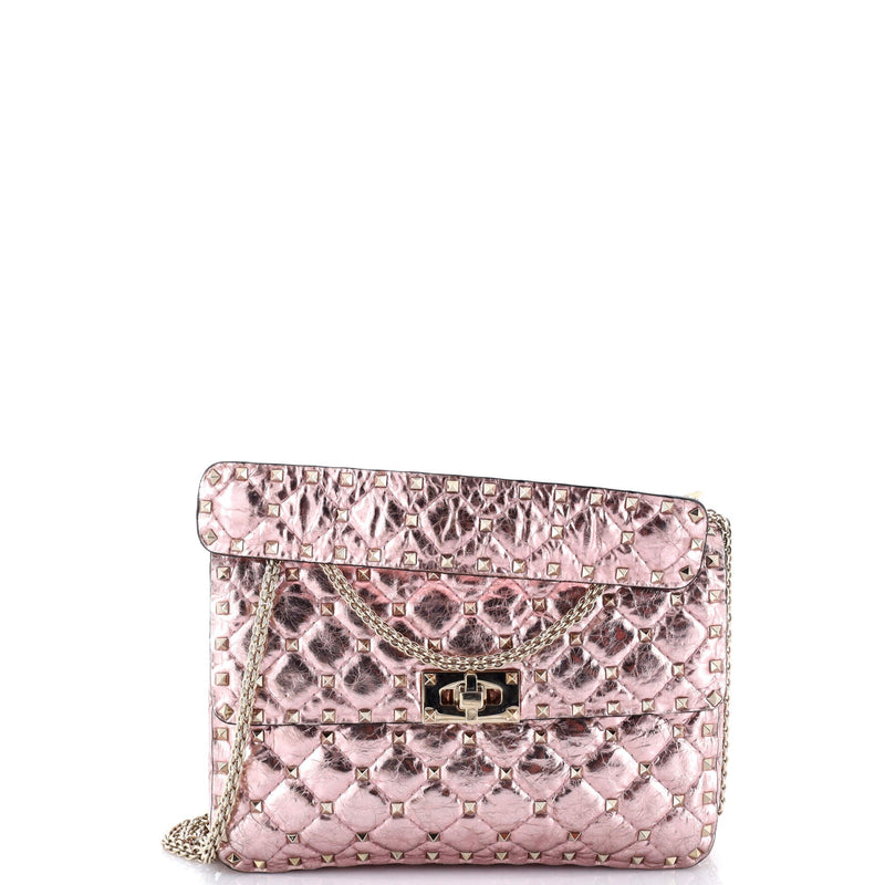 Rockstud Spike Flap Bag Crystal
