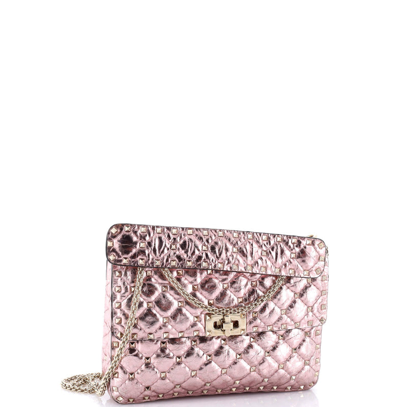 Rockstud Spike Flap Bag Crystal