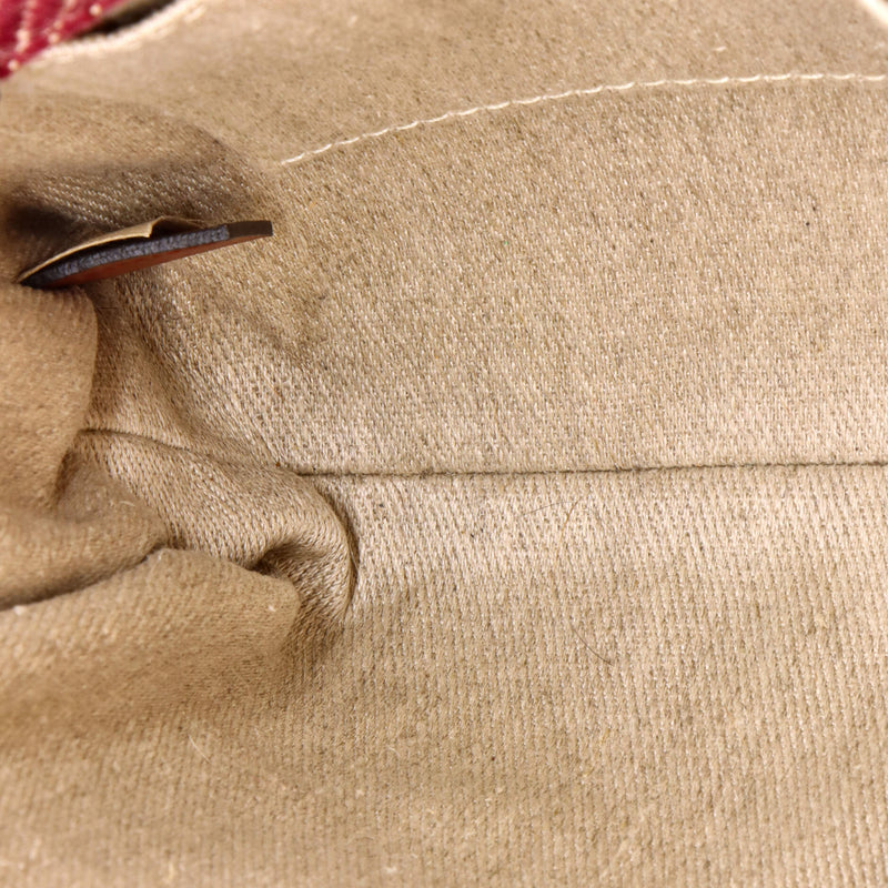 Woody Tote Striped Canvas With Leather