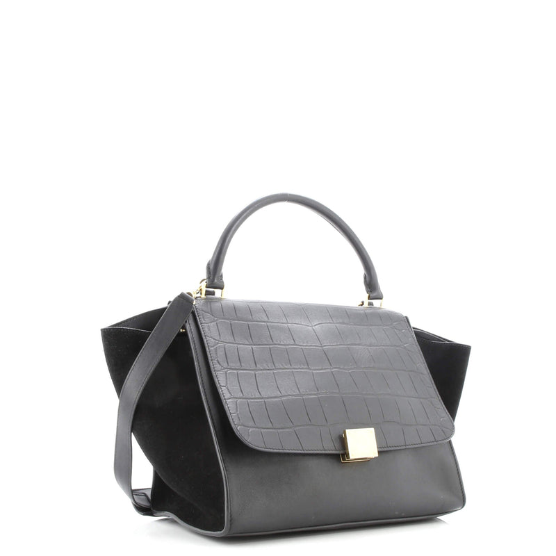 Trapeze Bag Crocodile Embossed Leather
