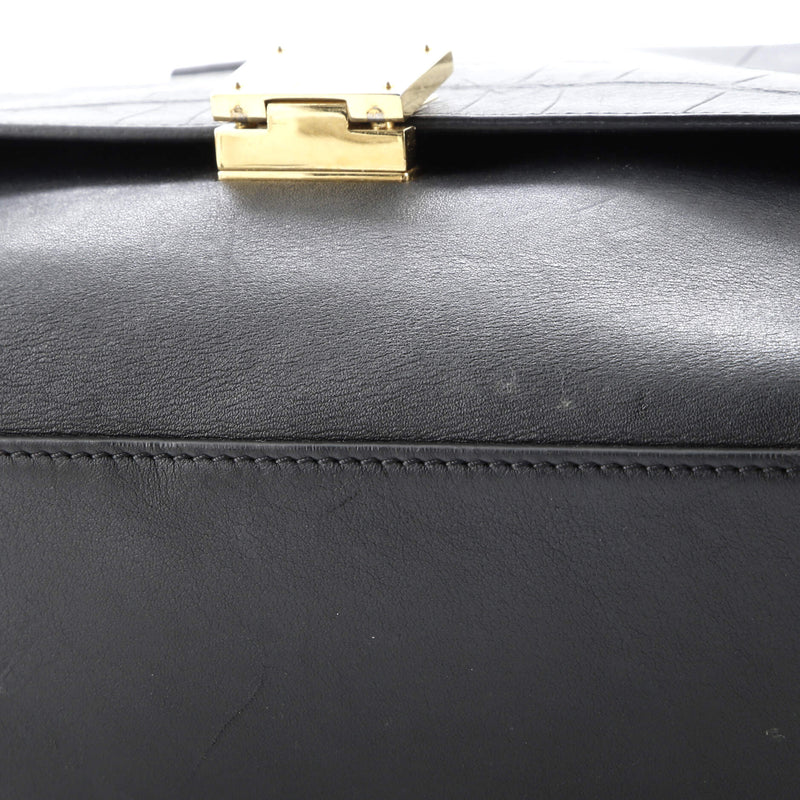 Trapeze Bag Crocodile Embossed Leather