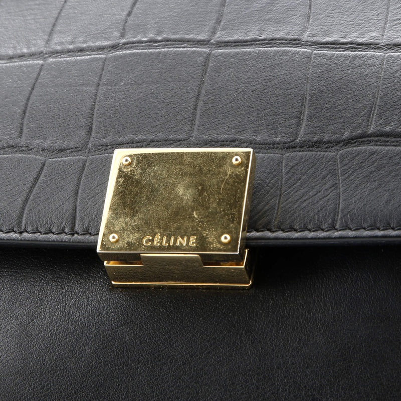 Trapeze Bag Crocodile Embossed Leather