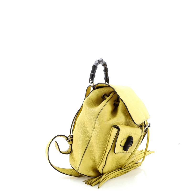 Bamboo Tassel Backpack Leather Medium