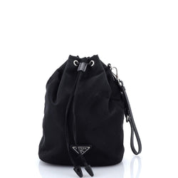 Drawstring Wristlet Bucket Bag Tessuto
