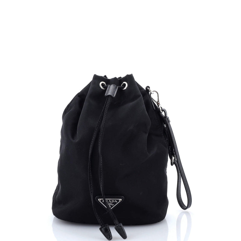 Drawstring Wristlet Bucket Bag Tessuto
