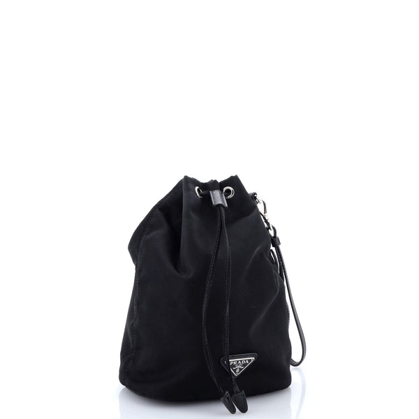 Drawstring Wristlet Bucket Bag Tessuto