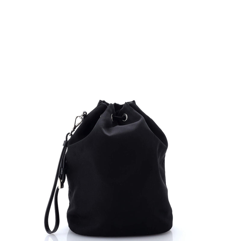 Drawstring Wristlet Bucket Bag Tessuto