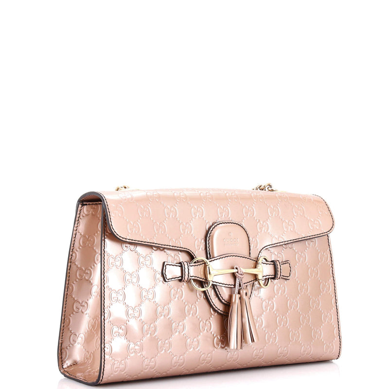 Emily Chain Flap Bag Guccissima Patent