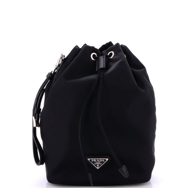 Drawstring Wristlet Bucket Bag Tessuto