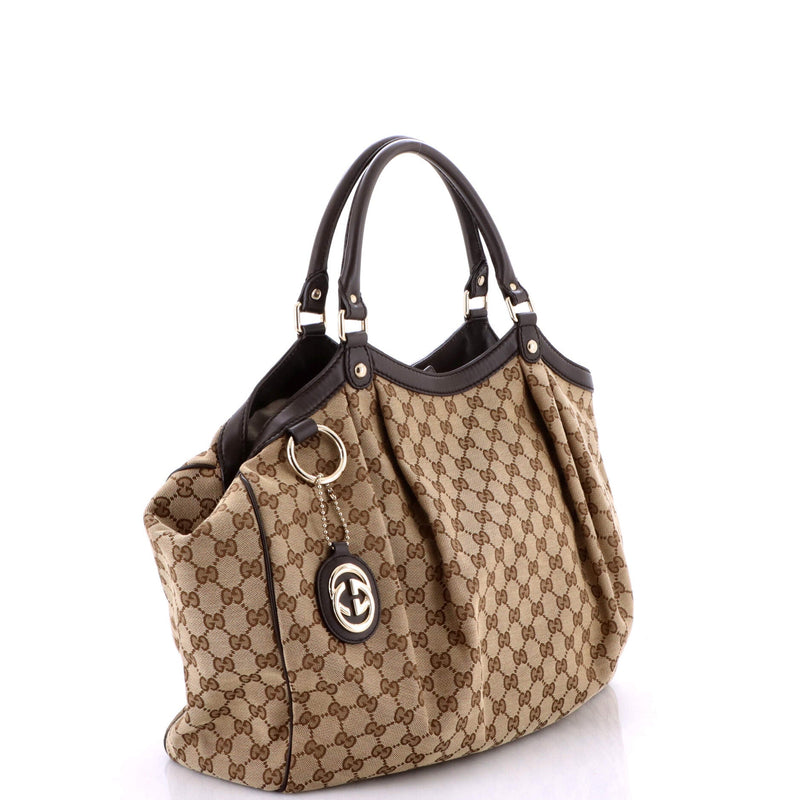Sukey Tote Gg Canvas With Leather Large