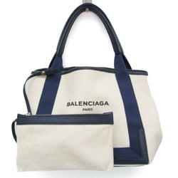Navy Cabas Canvas With Leather Medium