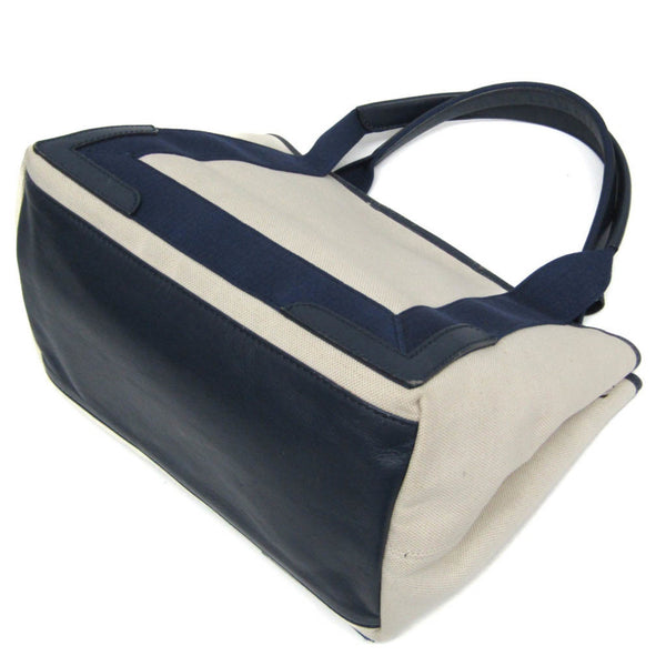 Navy Cabas Canvas With Leather Medium