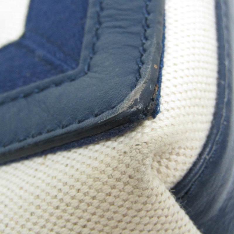 Navy Cabas Canvas With Leather Medium