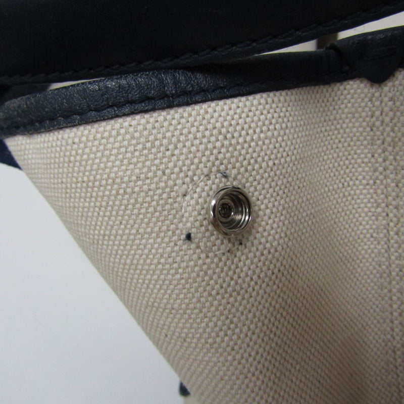 Navy Cabas Canvas With Leather Medium