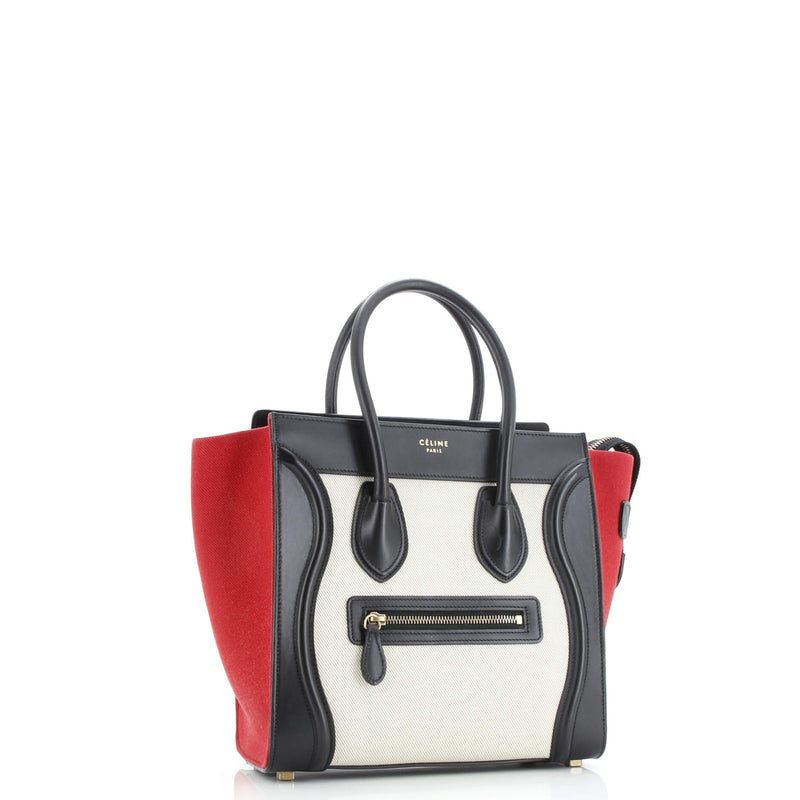 Tricolor Luggage Bag Canvas And Leather