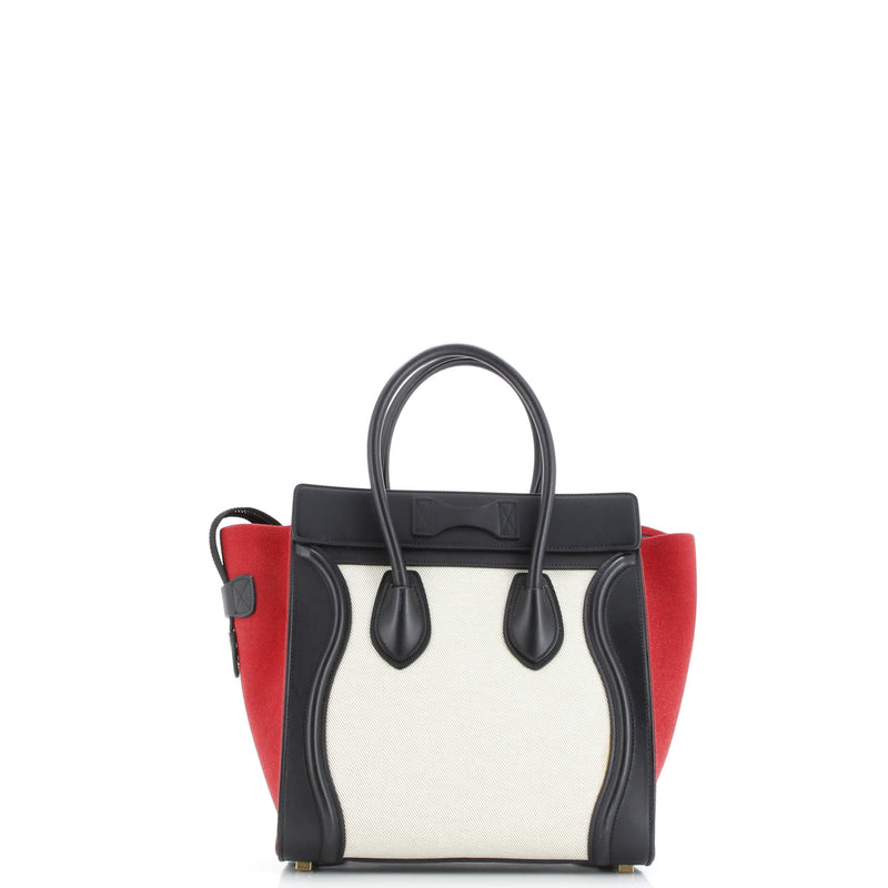 Tricolor Luggage Bag Canvas And Leather