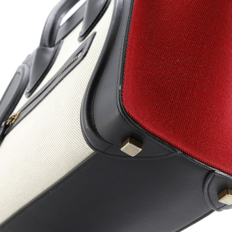 Tricolor Luggage Bag Canvas And Leather