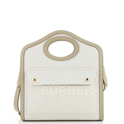 Logo Pocket Tote Canvas With Leather