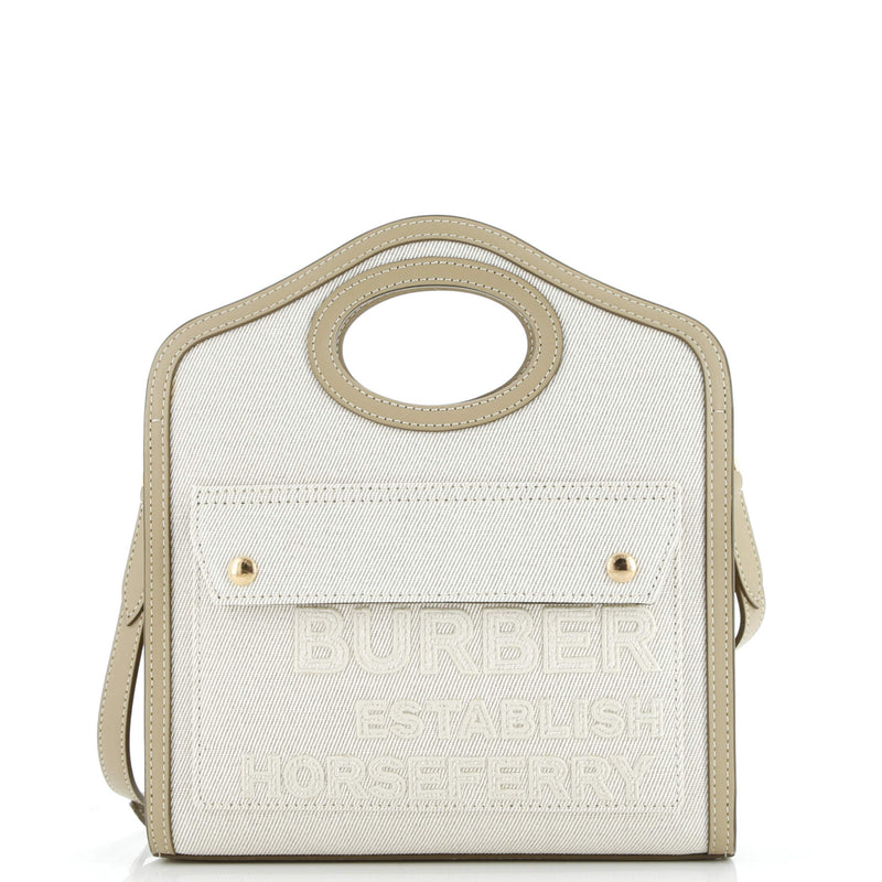 Logo Pocket Tote Canvas With Leather