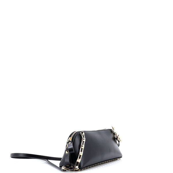 Rockstud Zip Crossbody Bag Leather East