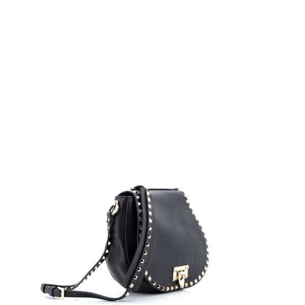 Rockstud Flip Lock Saddle Bag Leather