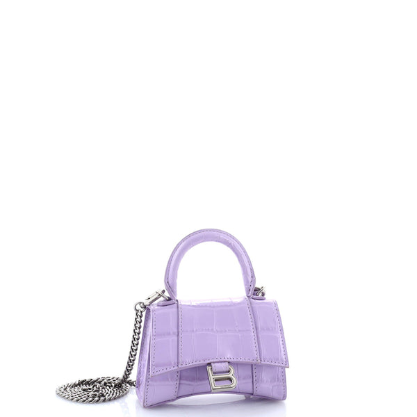 Hourglass Chain Top Handle Bag Crocodile