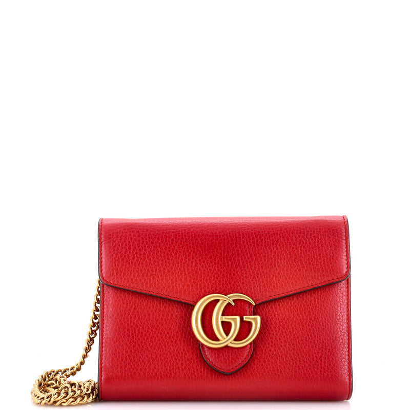 Gg Marmont Chain Wallet Leather Mini