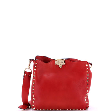 Rockstud Flip Lock Messenger Bag Leather