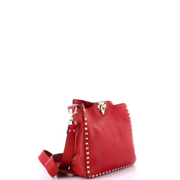 Rockstud Flip Lock Messenger Bag Leather