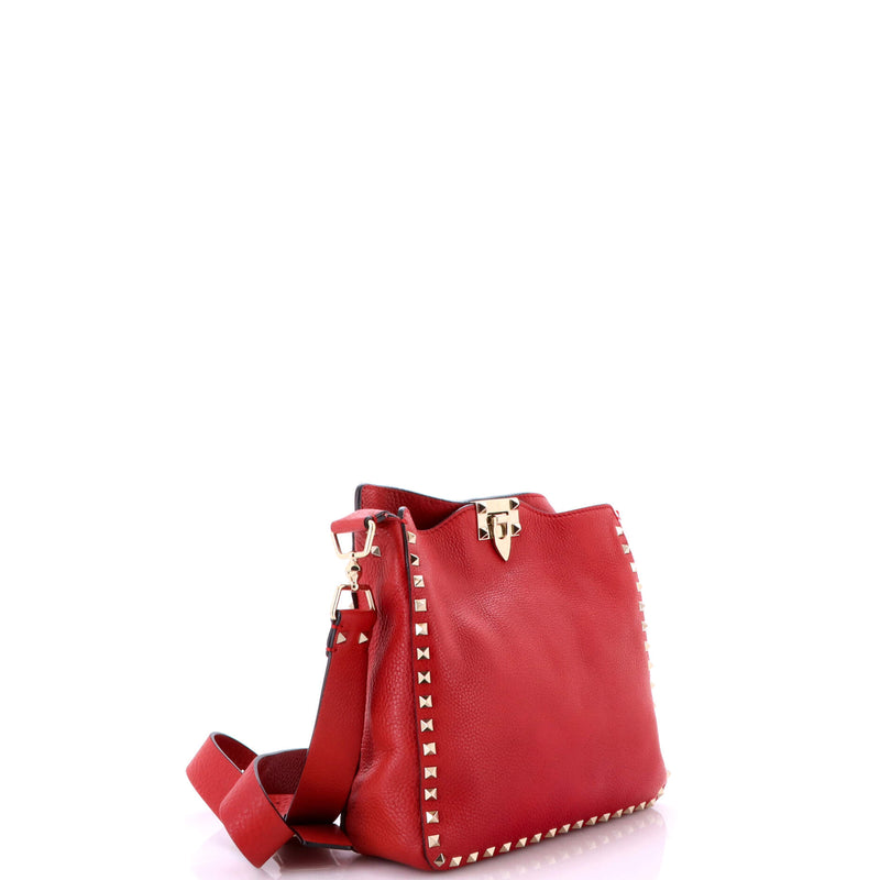 Rockstud Flip Lock Messenger Bag Leather