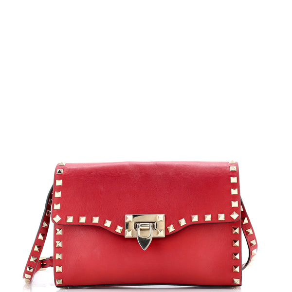 Rockstud Flip Lock Flap Bag Leather