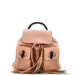 Bamboo Tassel Backpack Leather Medium