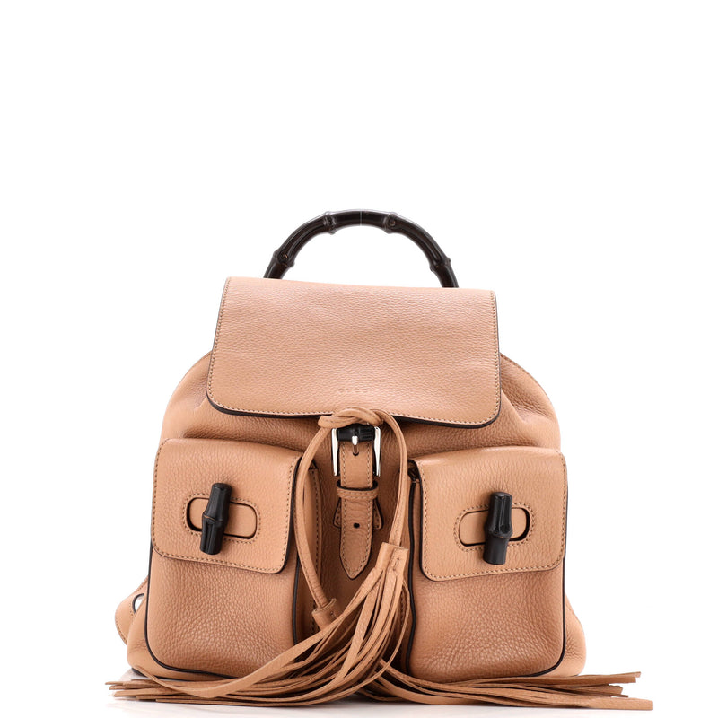 Bamboo Tassel Backpack Leather Medium
