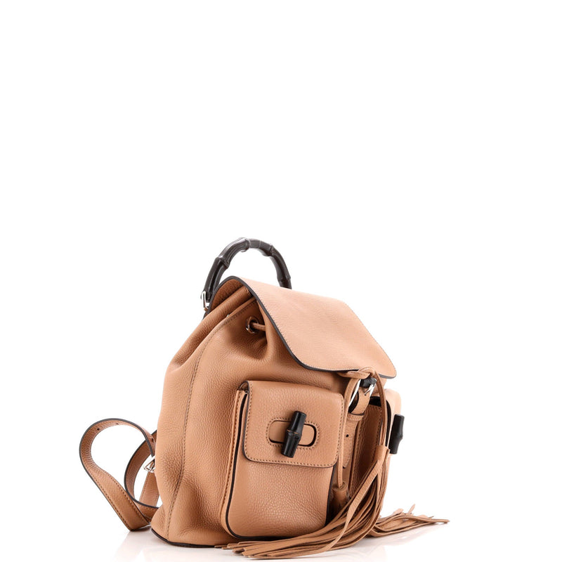 Bamboo Tassel Backpack Leather Medium
