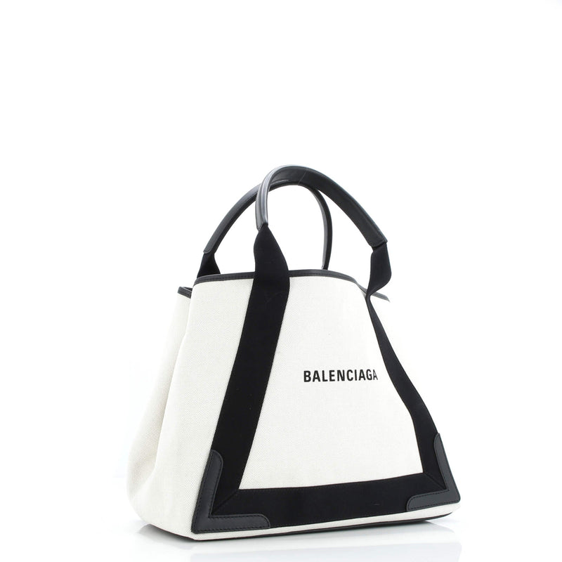Navy Cabas Canvas With Leather Medium