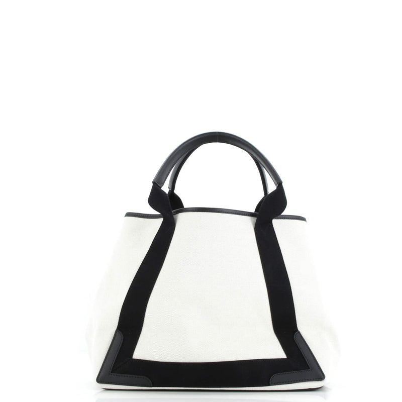 Navy Cabas Canvas With Leather Medium