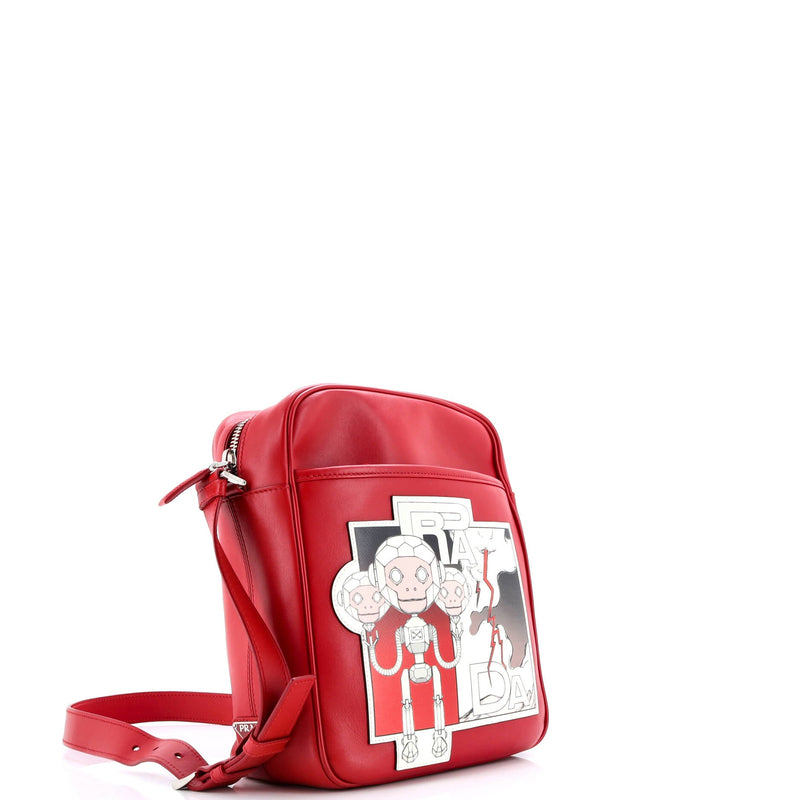Comic Messenger Printed Leather Medium