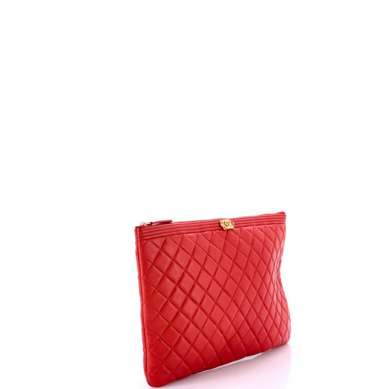 Boy O Case Clutch Quilted Lambskin Large