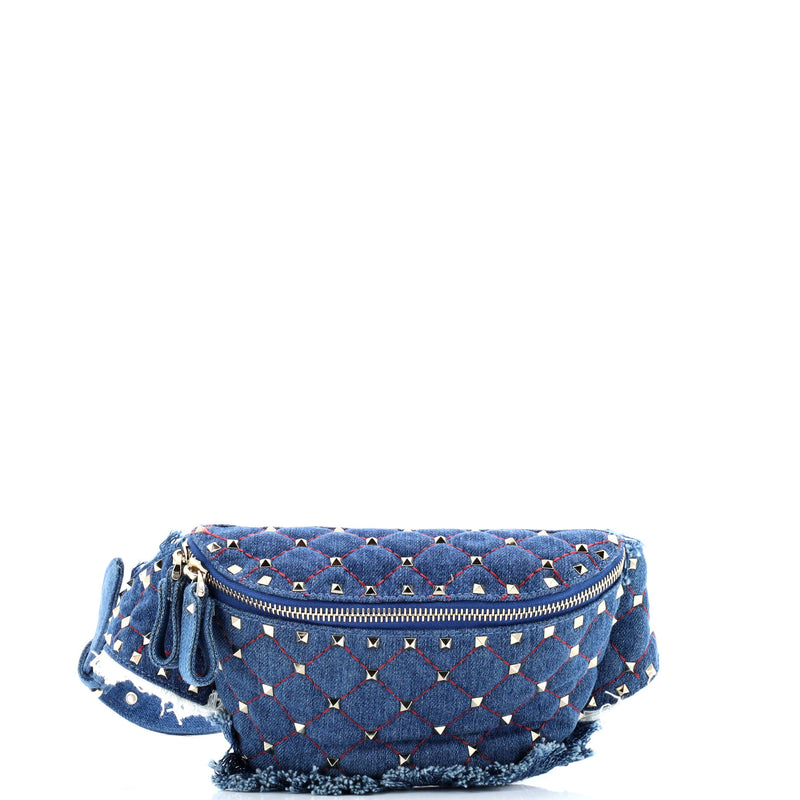 Rockstud Spike Belt Bag Quilted Denim