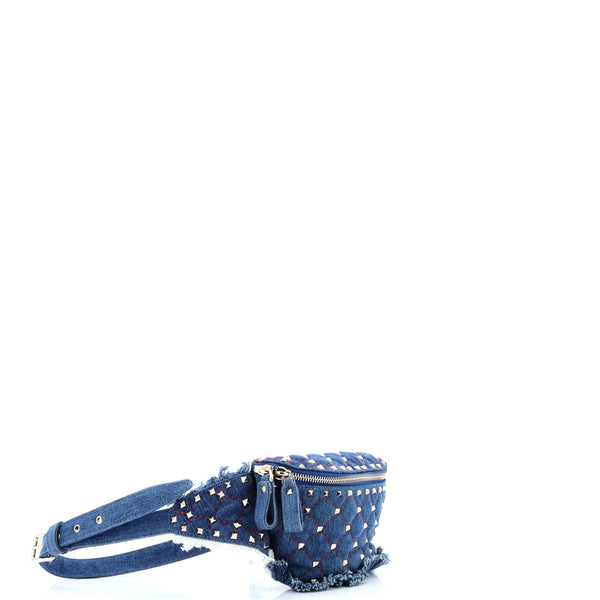 Rockstud Spike Belt Bag Quilted Denim