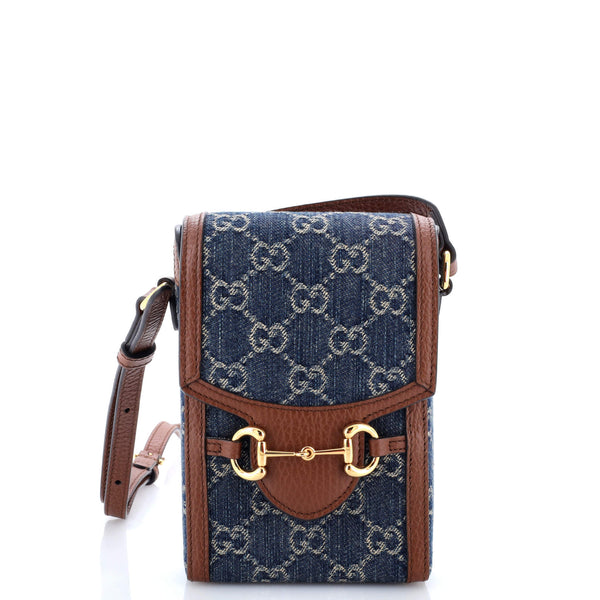 Horsebit Crossbody Bag Gg Denim Mini